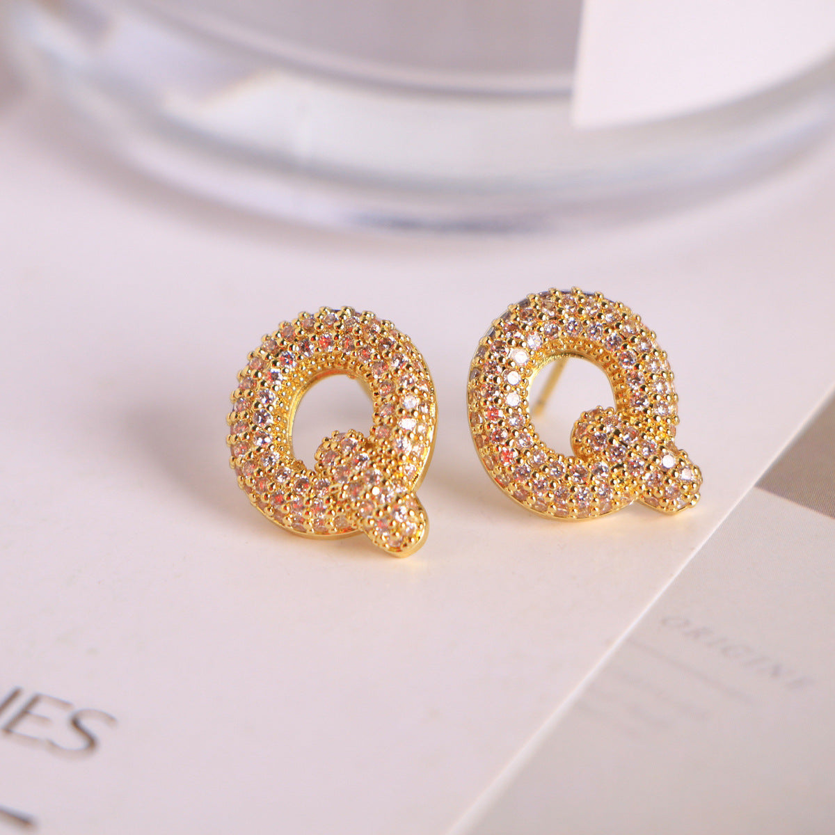 26 English Letters Micro Inlaid Zircon Male Earring Ornament