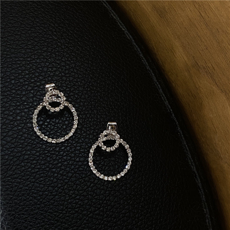 Elegant Zircon Circle Stud Earrings - Front & Back Micro Pave Design