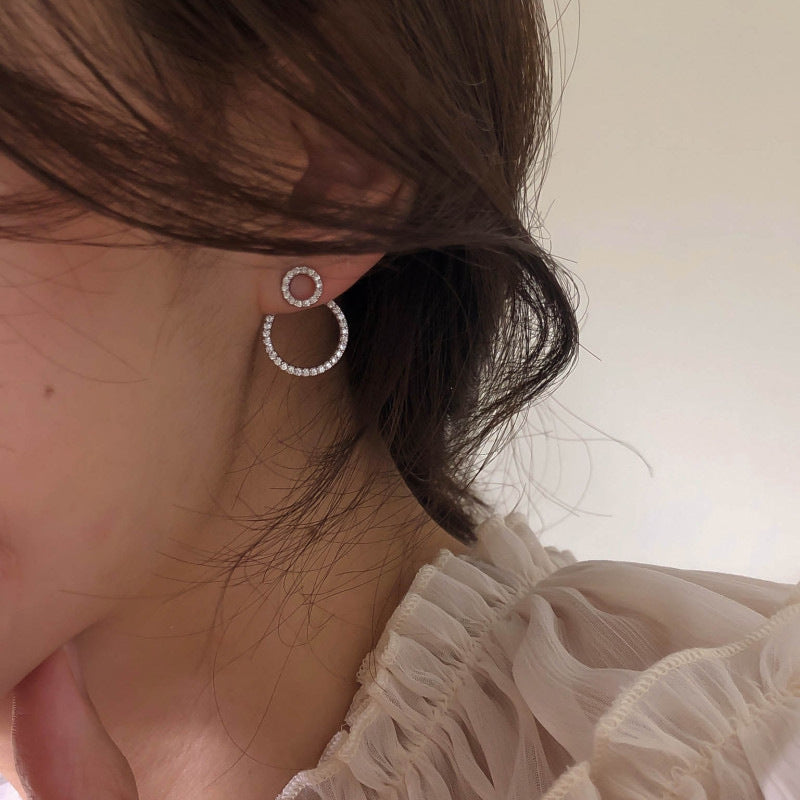 Elegant Zircon Circle Stud Earrings – Front & Back Micro Pave Design