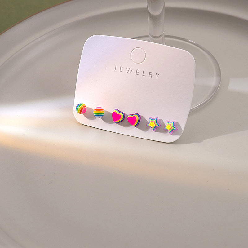 Rainbow Bliss Silver Needle Earrings Set