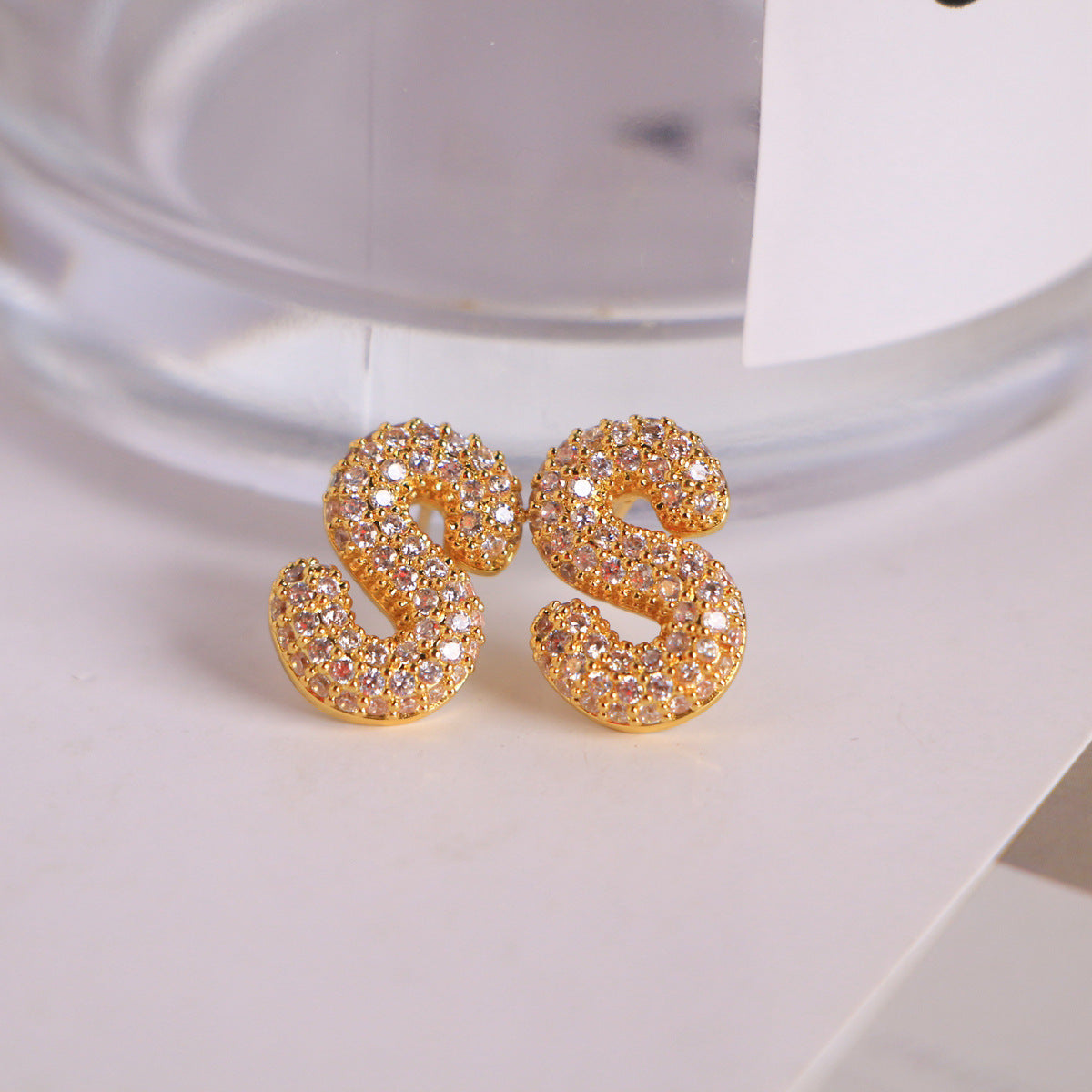 26 English Letters Micro Inlaid Zircon Male Earring Ornament