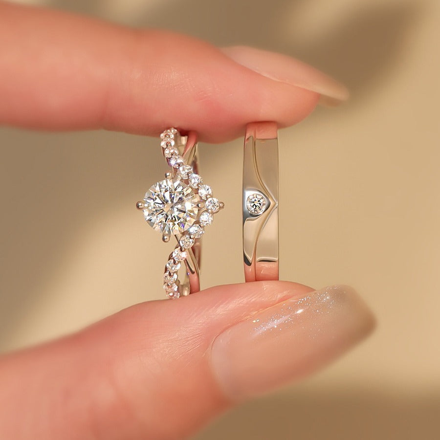 Crown Love Moissanite Couple Rings