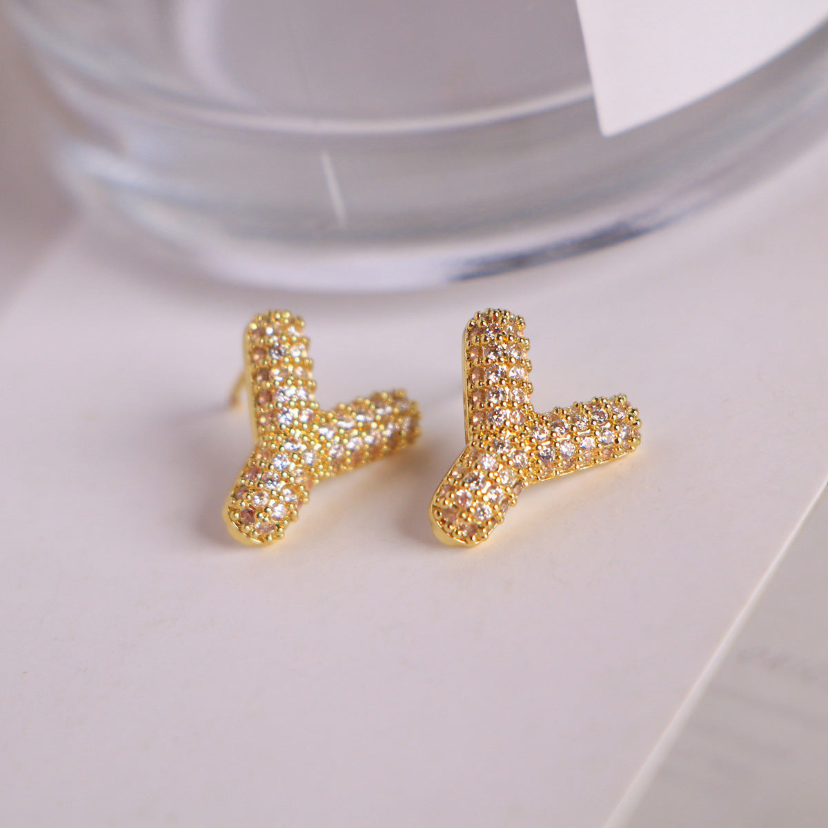 26 English Letters Micro Inlaid Zircon Male Earring Ornament