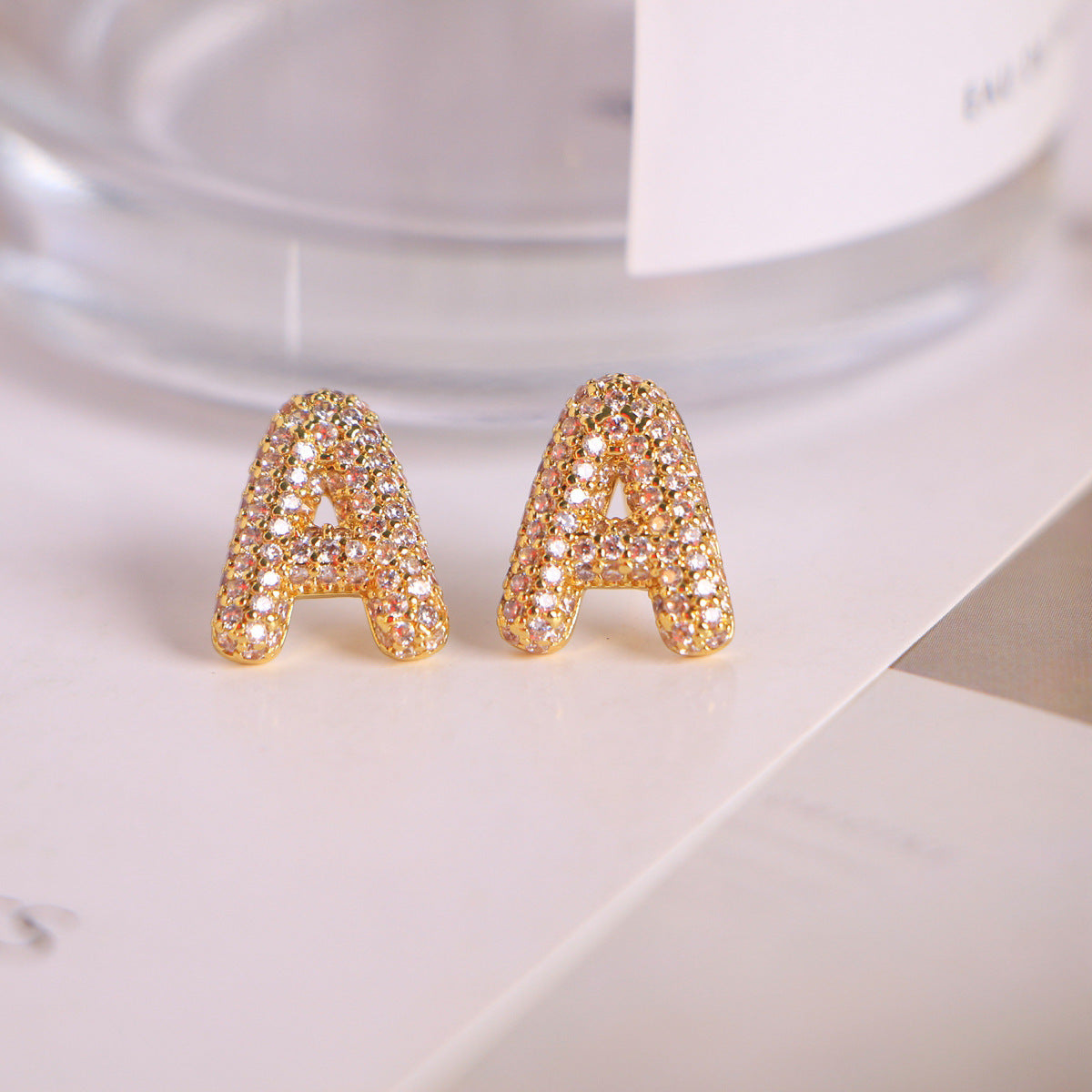 26 English Letters Micro Inlaid Zircon Male Earring Ornament