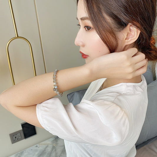 Women’s Moonstone Double Layer Bracelet – Natural Crystal Jewelry