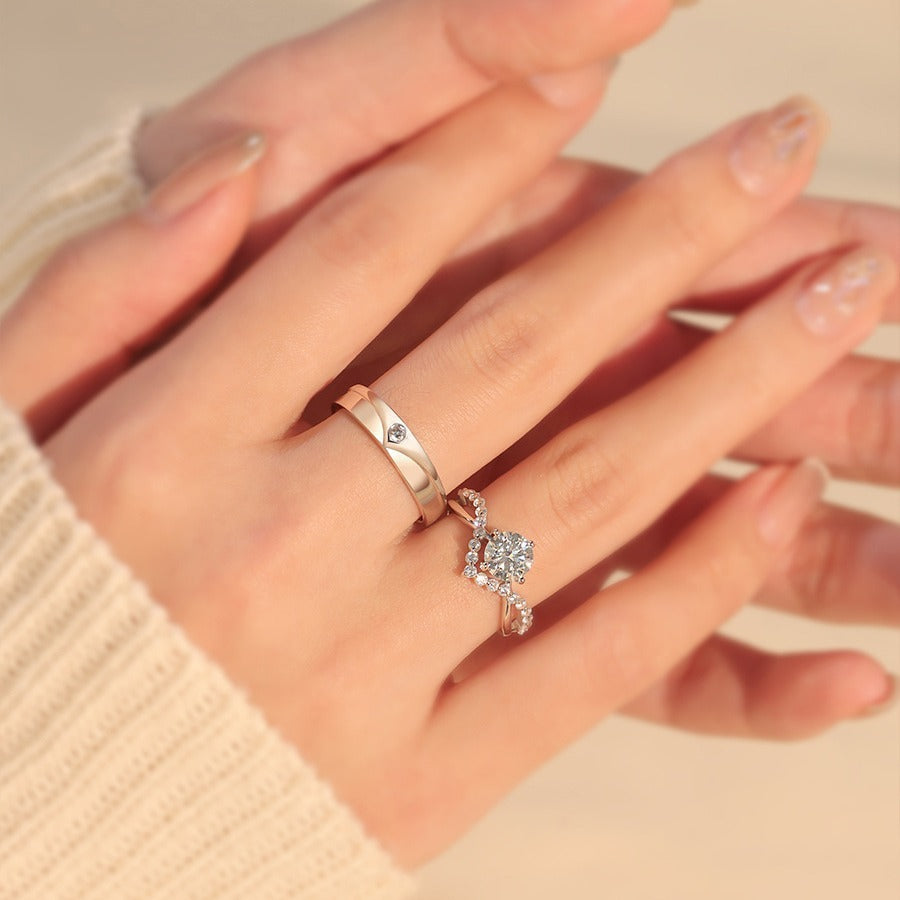 Crown Love Moissanite Couple Rings