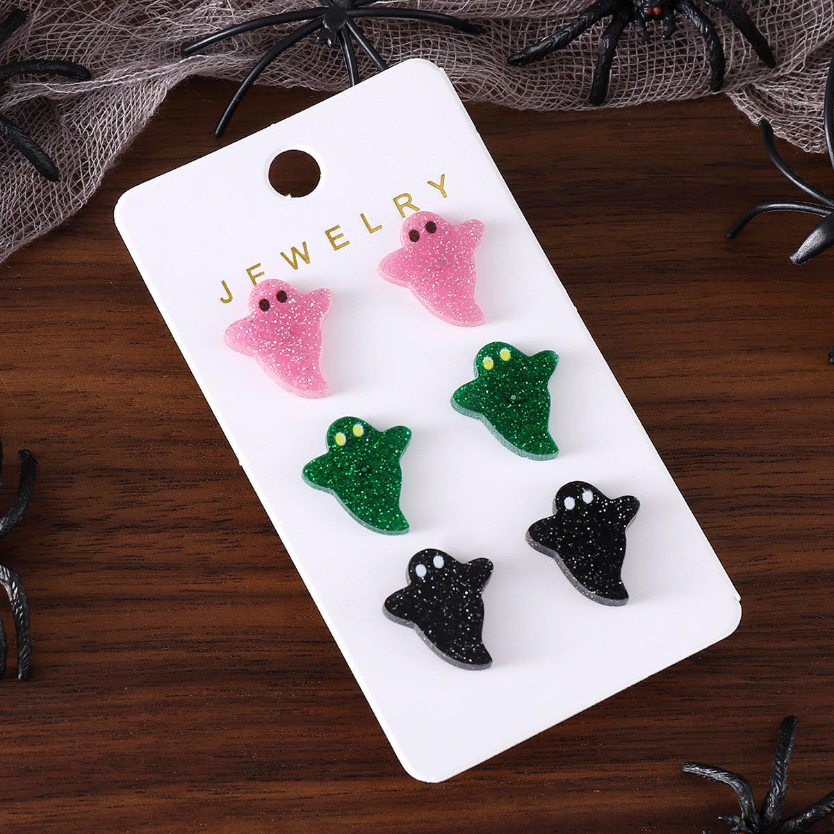 Colorful Ghost Earrings Set – Fun Halloween