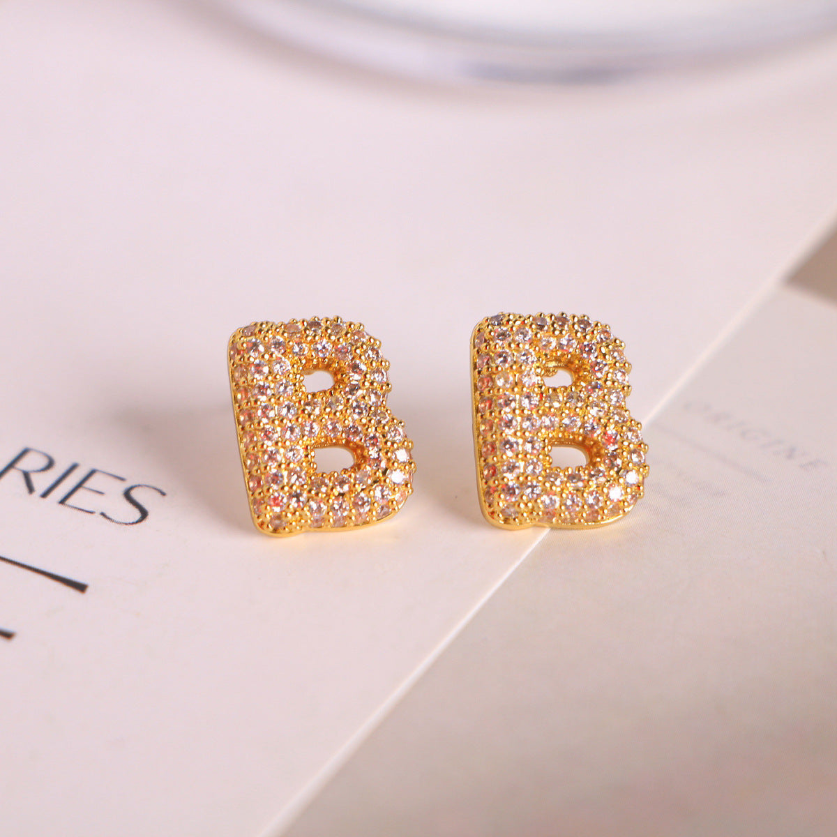 26 English Letters Micro Inlaid Zircon Male Earring Ornament