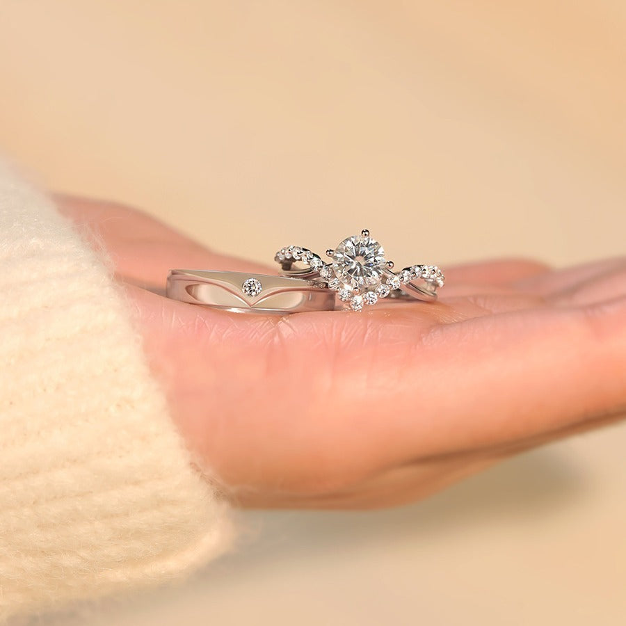 Crown Love Moissanite Couple Rings