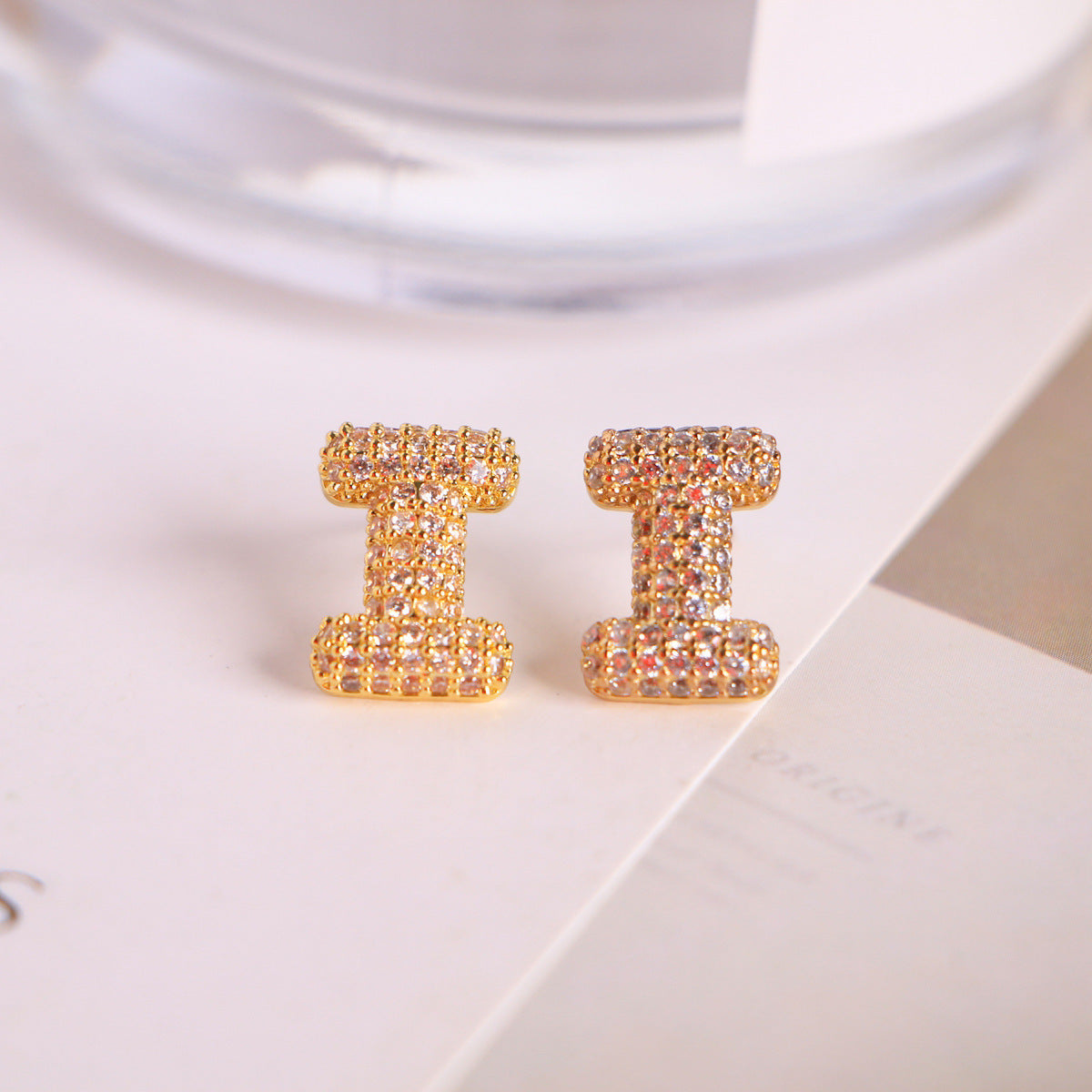 26 English Letters Micro Inlaid Zircon Male Earring Ornament