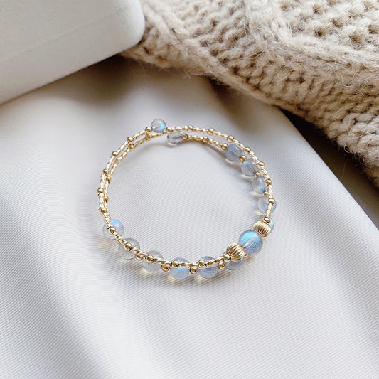 Women’s Moonstone Double Layer Bracelet – Natural Crystal Jewelry