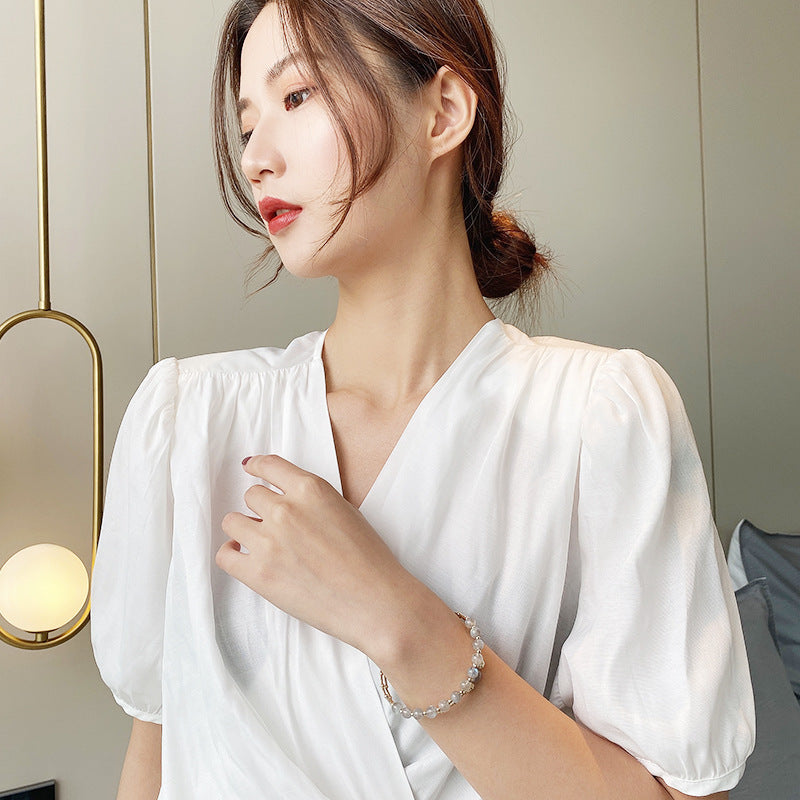 Women’s Moonstone Double Layer Bracelet – Natural Crystal Jewelry