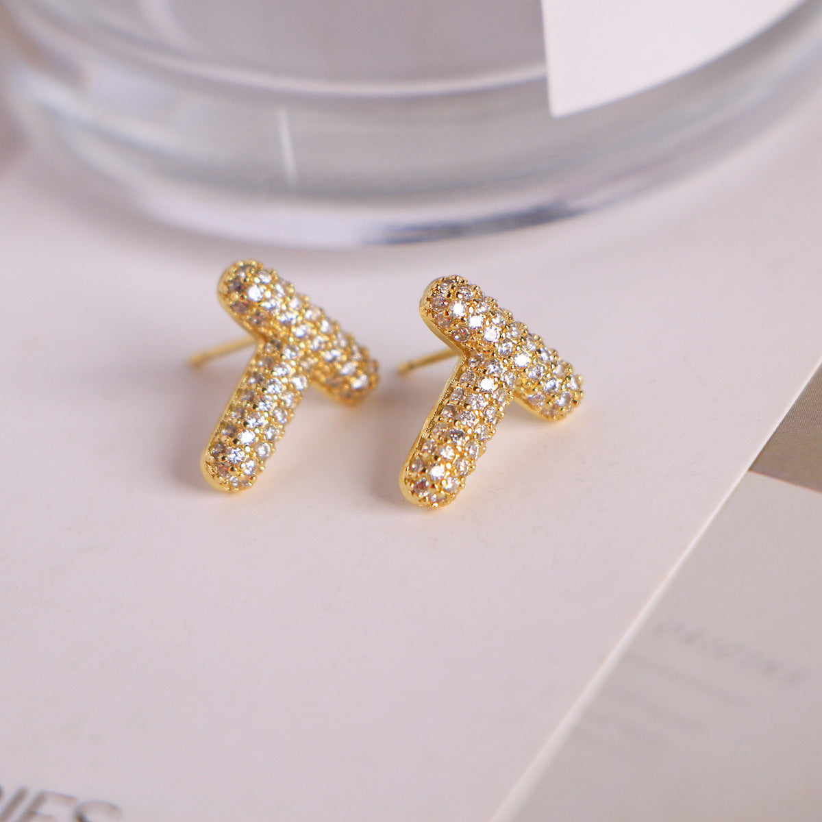 26 English Letters Micro Inlaid Zircon Male Earring Ornament