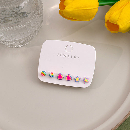 Rainbow Bliss Silver Needle Earrings Set