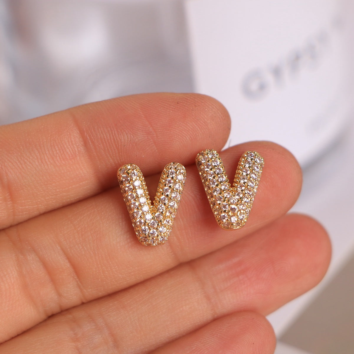 26 English Letters Micro Inlaid Zircon Male Earring Ornament