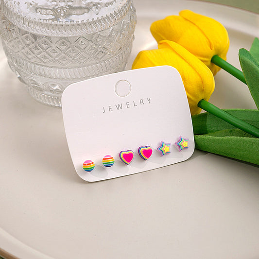 Rainbow Bliss Silver Needle Earrings Set