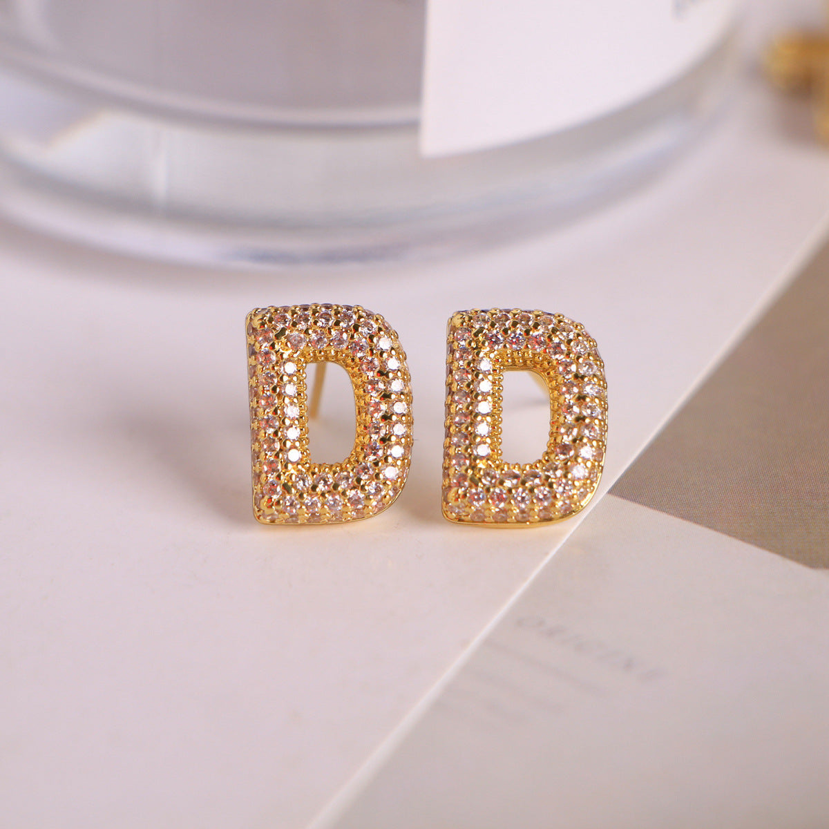 26 English Letters Micro Inlaid Zircon Male Earring Ornament