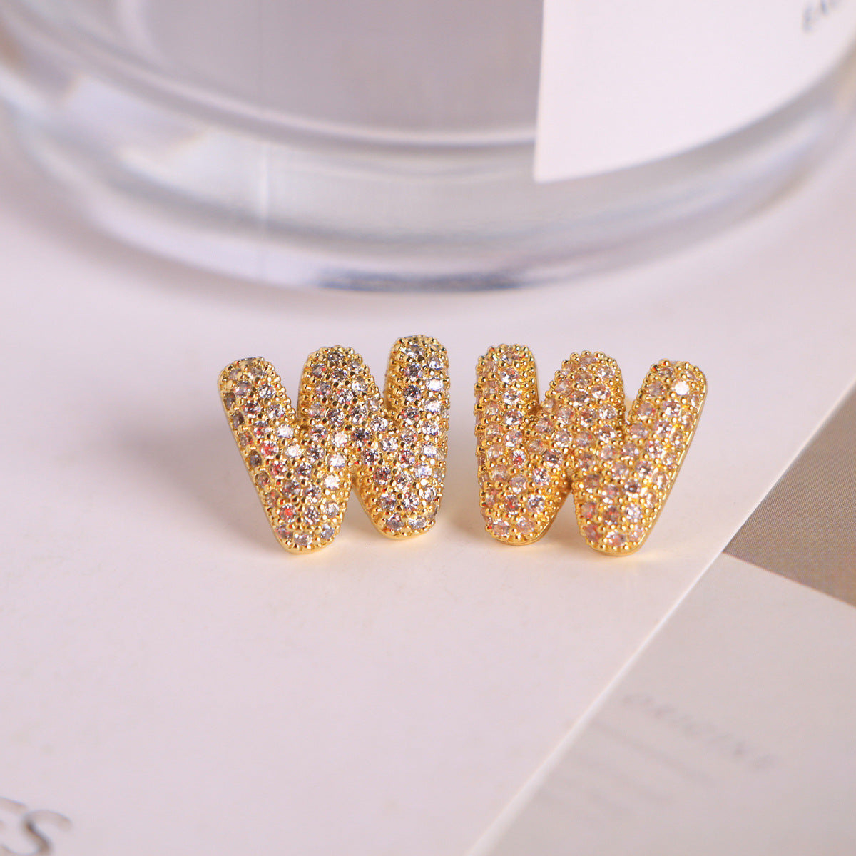 26 English Letters Micro Inlaid Zircon Male Earring Ornament