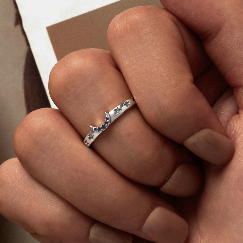 Retro Celestial Couple Rings – Sun, Moon & Star Design