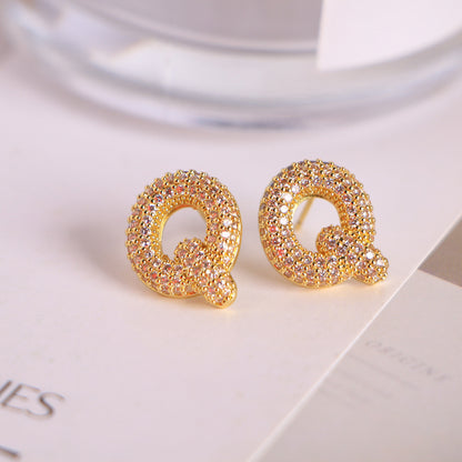 26 English Letters Micro Inlaid Zircon Male Earring Ornament