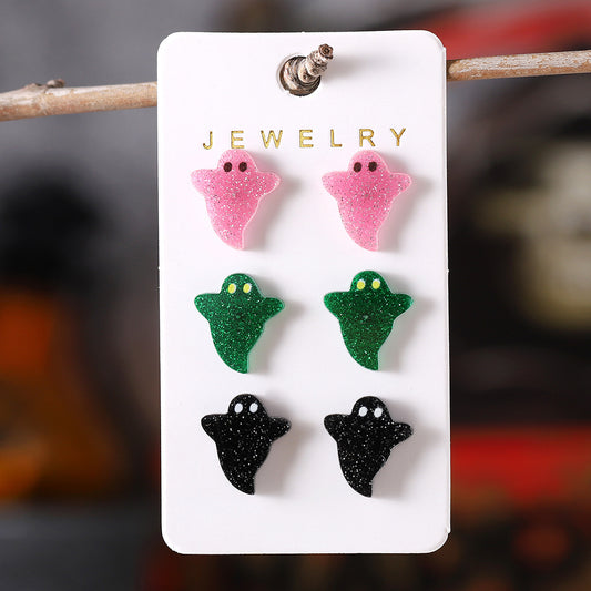Colorful Ghost Earrings Set – Fun Halloween Jewelry for Women