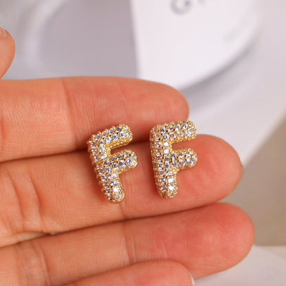 26 English Letters Micro Inlaid Zircon Male Earring Ornament