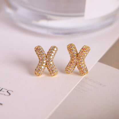 26 English Letters Micro Inlaid Zircon Male Earring Ornament