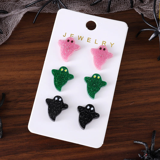 Colorful Ghost Earrings Set – Fun Halloween Jewelry for Women