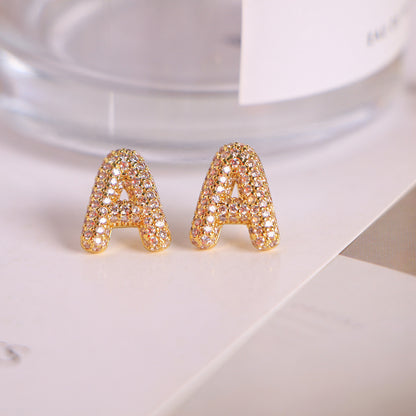 26 English Letters Micro Inlaid Zircon Male Earring Ornament