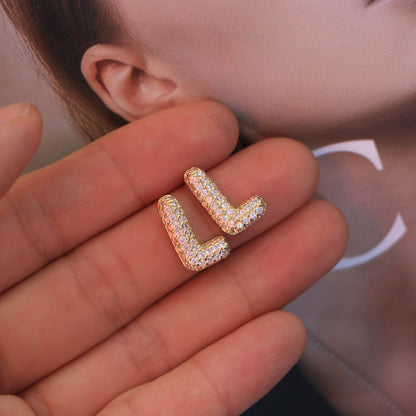 26 English Letters Micro Inlaid Zircon Male Earring Ornament