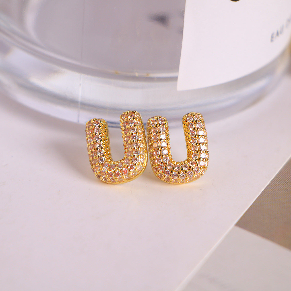 26 English Letters Micro Inlaid Zircon Male Earring Ornament