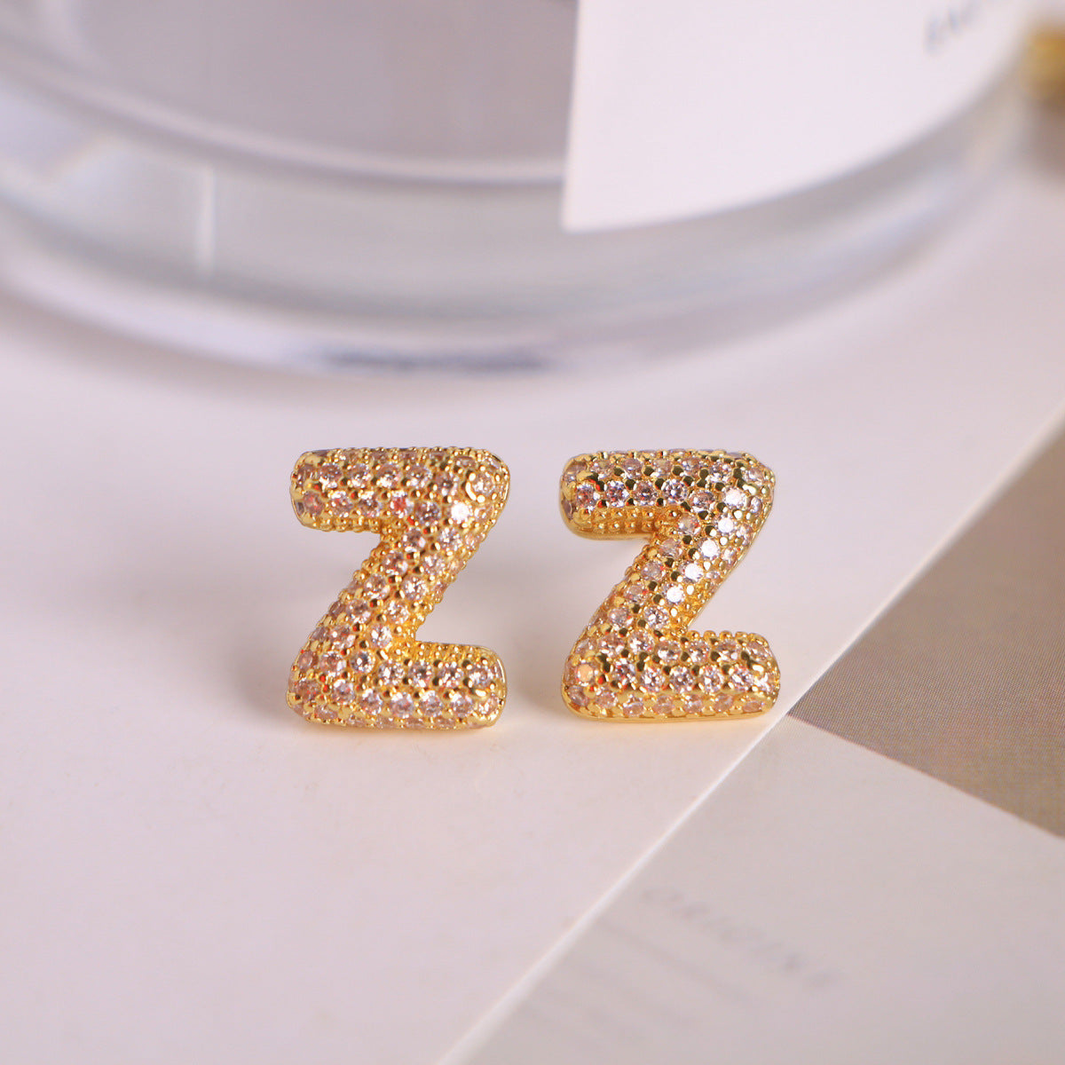 26 English Letters Micro Inlaid Zircon Male Earring Ornament