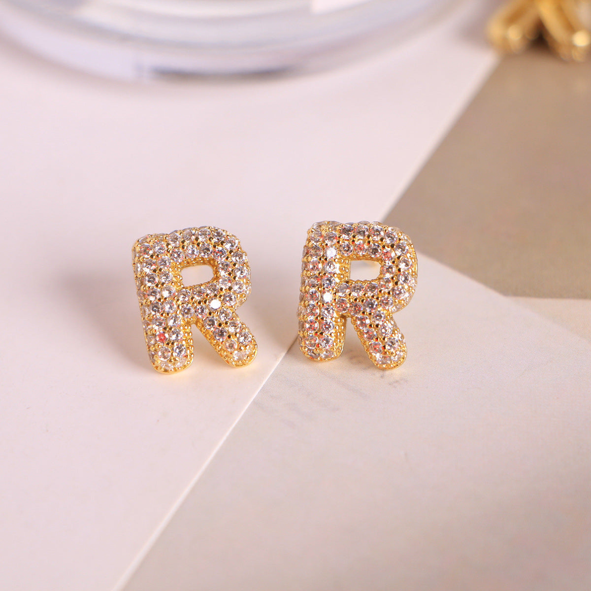 26 English Letters Micro Inlaid Zircon Male Earring Ornament