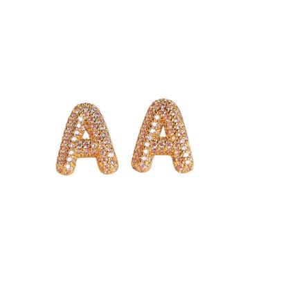 26 English Letters Micro Inlaid Zircon Male Earring Ornament