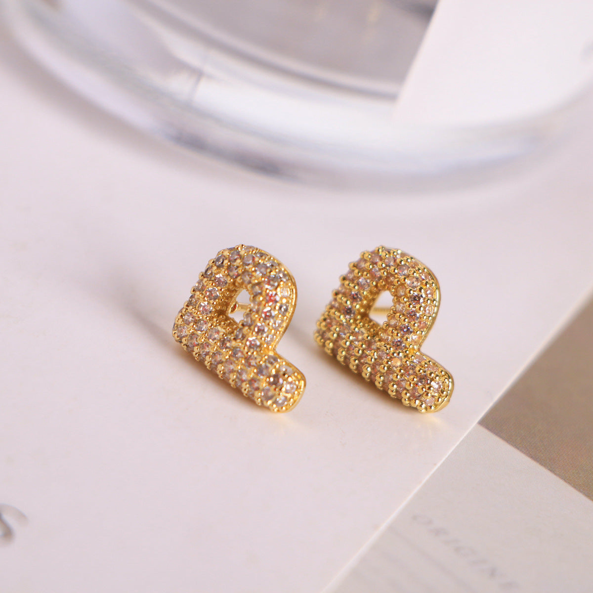 26 English Letters Micro Inlaid Zircon Male Earring Ornament