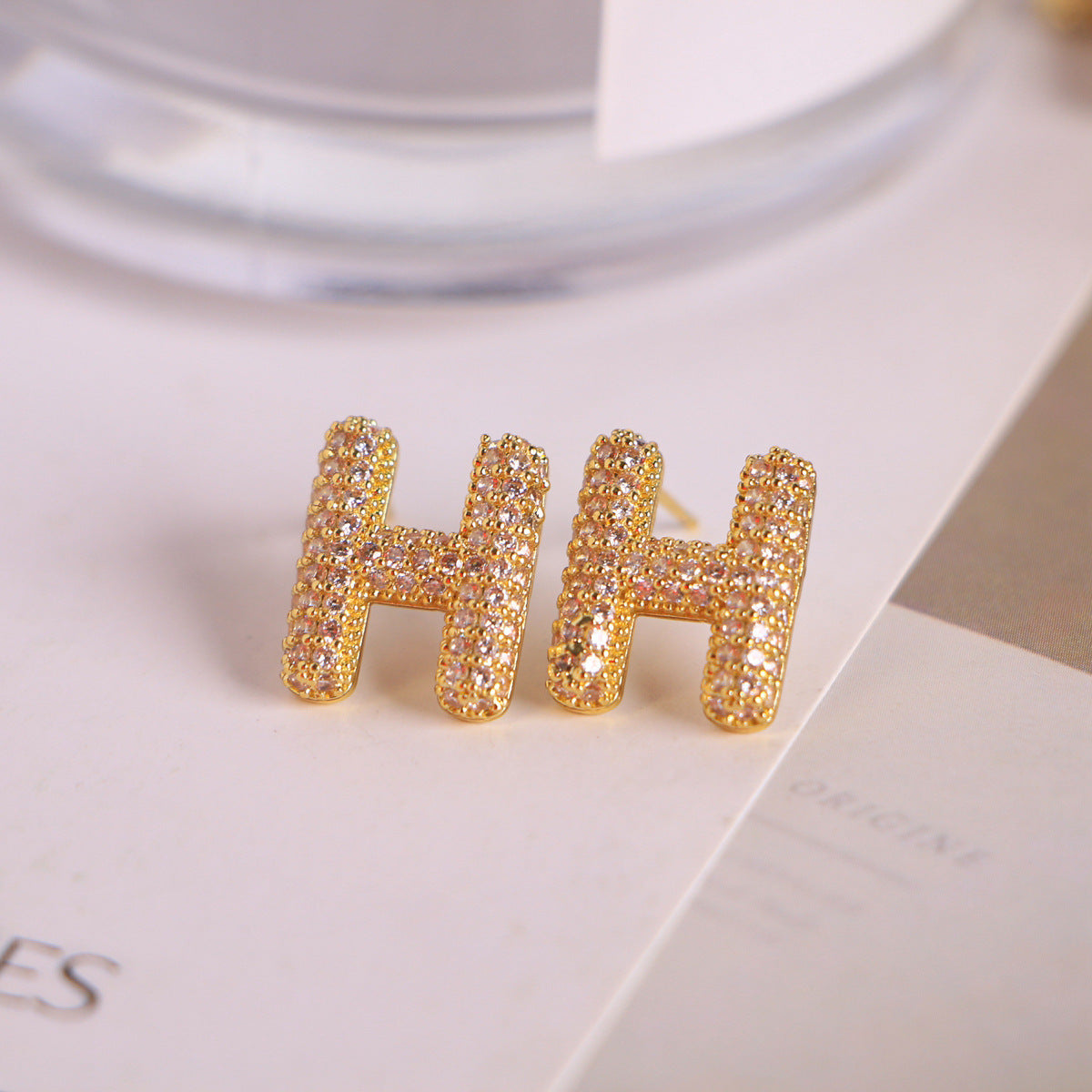 26 English Letters Micro Inlaid Zircon Male Earring Ornament
