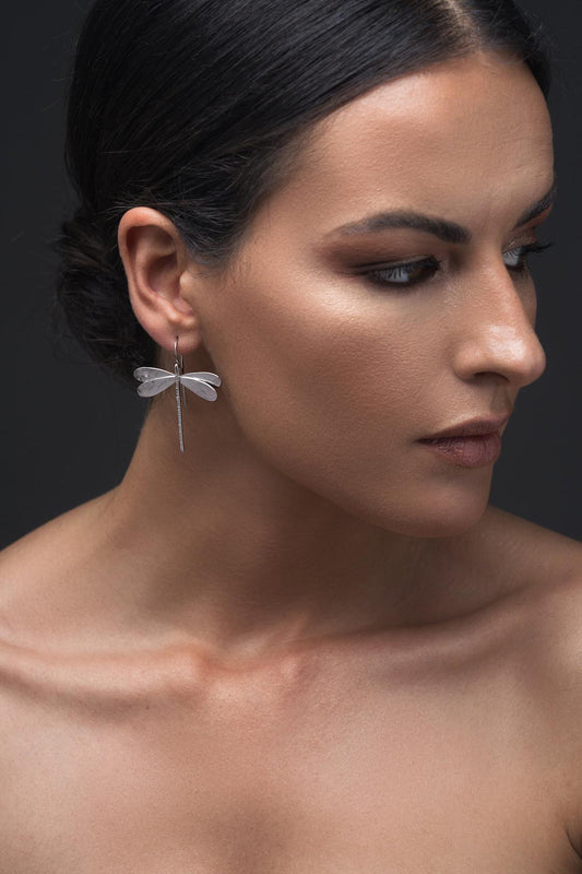 Personalized Three-dimensional Dragonfly Long Earrings