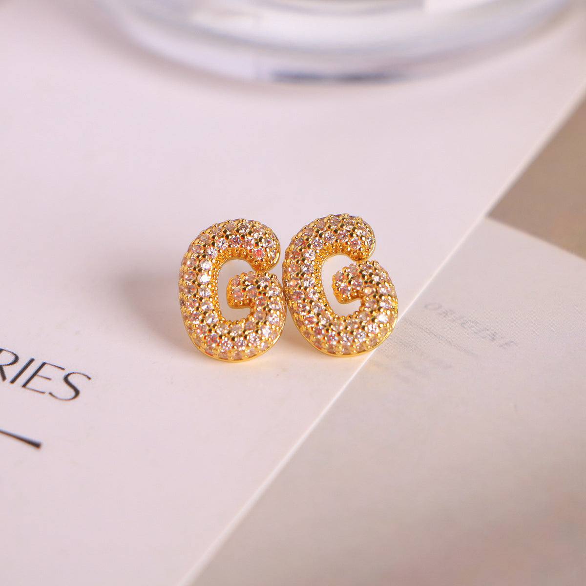 26 English Letters Micro Inlaid Zircon Male Earring Ornament