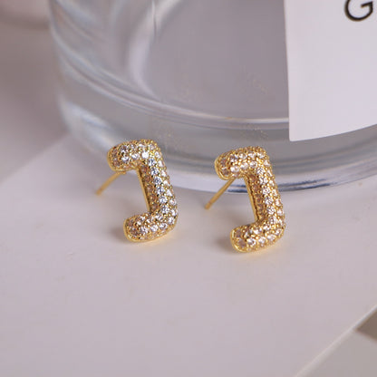 26 English Letters Micro Inlaid Zircon Male Earring Ornament