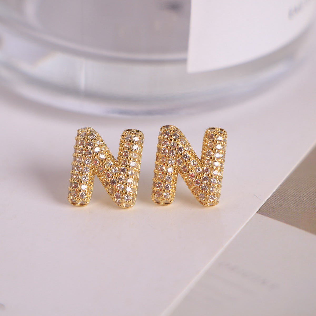 26 English Letters Micro Inlaid Zircon Male Earring Ornament